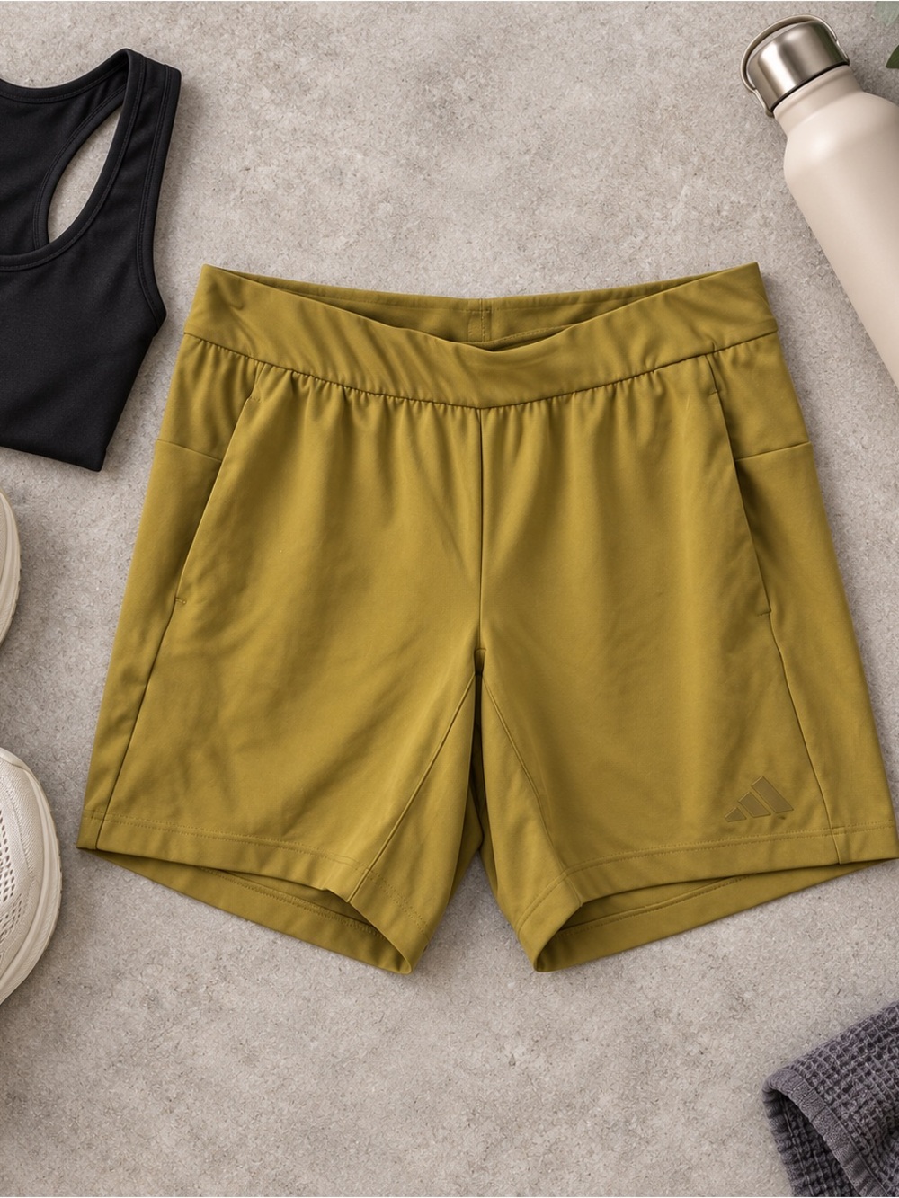 adidas Climacool Olive Green Stretch Training Shorts Pockets Women’s M